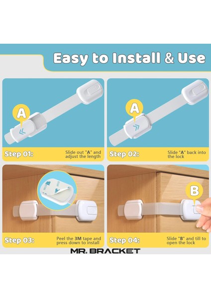Ayarlanabilir Iz Bırakmaz Çok Amaçlı Dolap Buzdolabı Klozet Çekmece Kilidi Çocuk Kilit 3m Yapışkanlı indirimleri