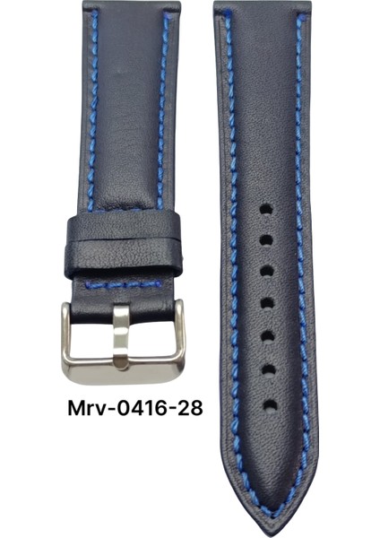 22 Mm-Mrv Bombeli Lacivert Düz Mavi Dikiş Deri Kordon