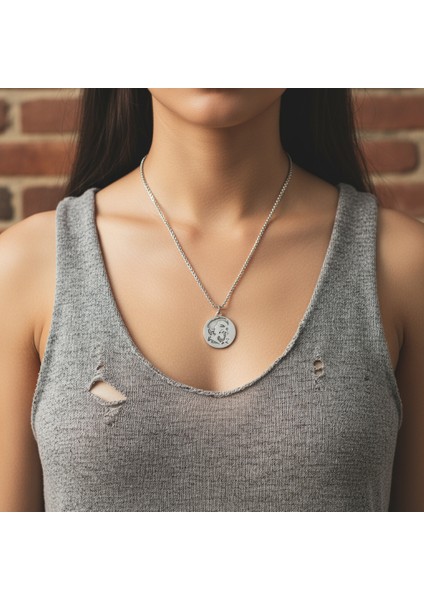 Che Guevara Madalyon Gümüş Kaplama Örme Zincir Kolye modelleri