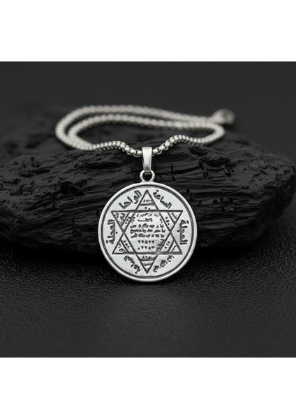 Hz. Süleyman Mühür Gümüş Kaplama Örme Zincir Kolye modelleri