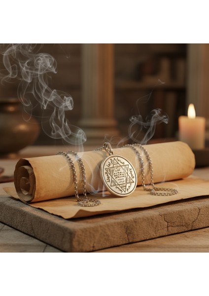 Hz. Süleyman Mühür Gümüş Kaplama Örme Zincir Kolye fırsatları