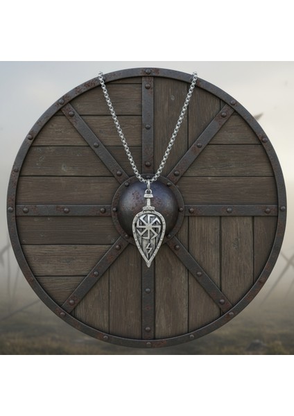Viking Kolovrat Kalkan Gümüş Kaplama Örme Zincir Kolye fırsatları