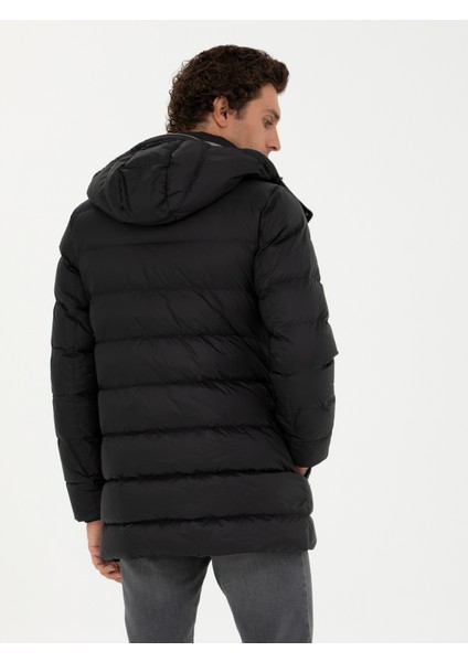 Erkek Siyah Kapüşonlu Kaz Tüyü Mont 50273107-VR046 indirimleri