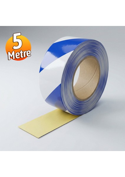 Mavi Beyaz Reflektörlü Bant 5cm x 5m Gece Görünürlüğü Artıran Güçlü Yapışkanlı Güvenlik Uyarı Şeridi