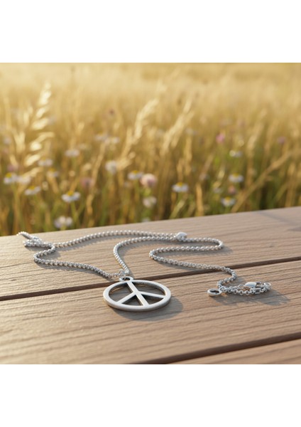 Peace Barış İşareti Gümüş Kaplama Örme Zincir Kolye modelleri