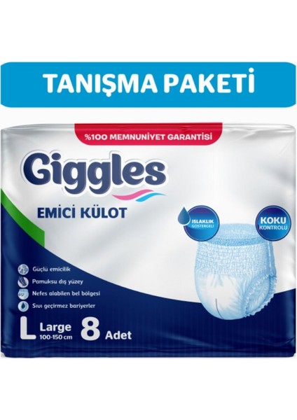 Yetişkin Emici Külot Hasta Bezi Large 1 Paket (8 Adet)