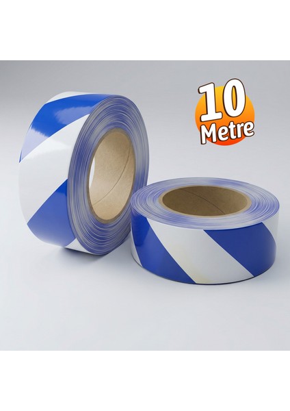 Mavi Beyaz 5CMX10M Reflektörlü Bant Gece Görünürlüğü Artıran Güçlü Yapışkanlı Güvenlik Uyarı Şeridi
