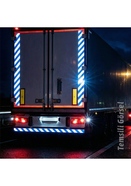 Mavi Beyaz 5CMX10M Reflektörlü Bant Gece Görünürlüğü Artıran Güçlü Yapışkanlı Güvenlik Uyarı Şeridi fırsatları