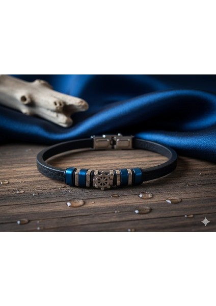 Deri Kordonlu Seramik Taşlı Gemici Dümenli Lüks Erkek Bileklik fırsatları