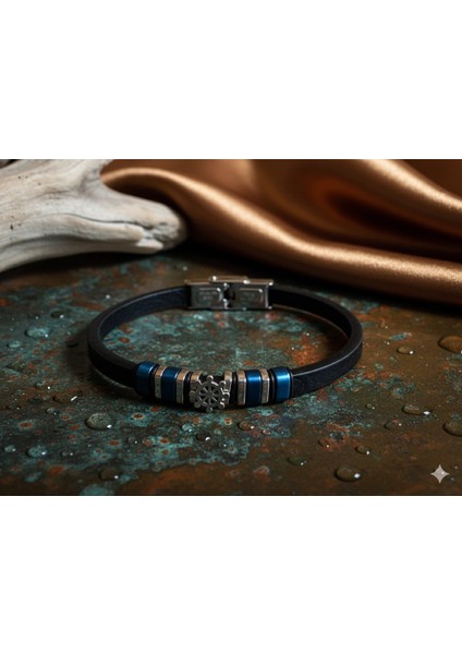 Deri Kordonlu Seramik Taşlı Gemici Dümenli Lüks Erkek Bileklik indirimleri