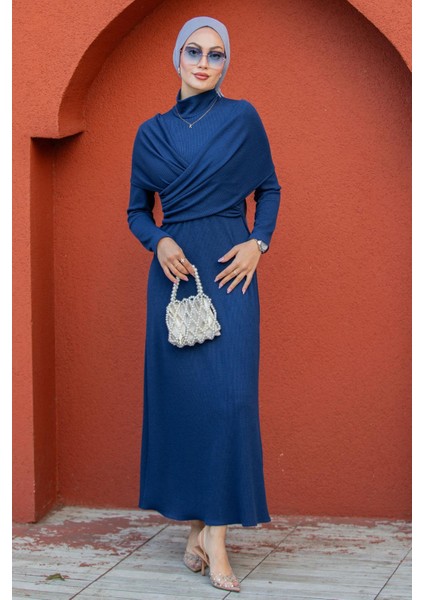 Simge Omuz Detaylı Kaşkorse Elbise-Laci modelleri