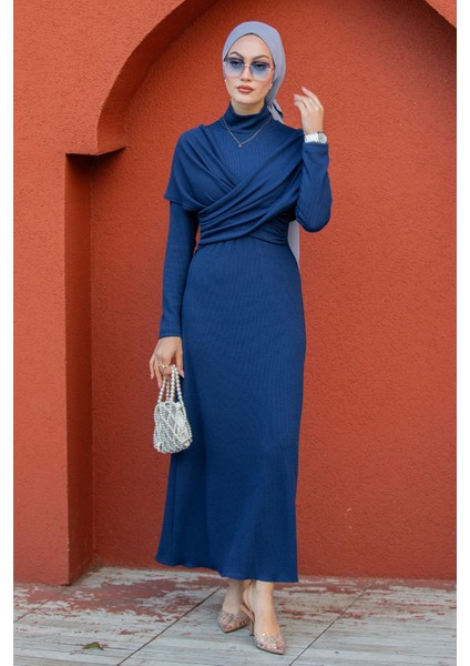 Simge Omuz Detaylı Kaşkorse Elbise-Laci indirimleri