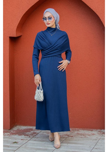 Simge Omuz Detaylı Kaşkorse Elbise-Laci