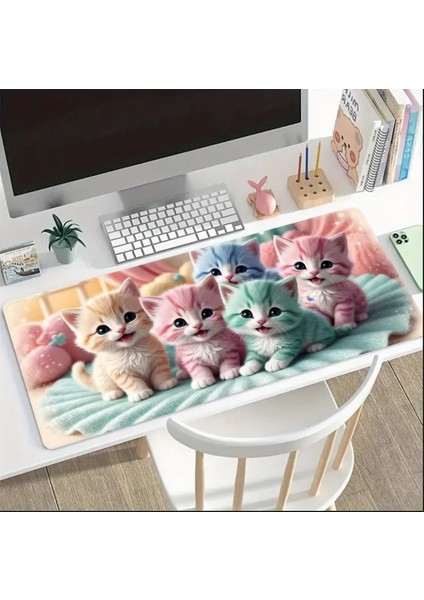 90X40 cm Renkli Kediler Temalı Kaydırmaz Taban Speed Yüzey Oyuncu Mouse Pad Gaming fiyatları
