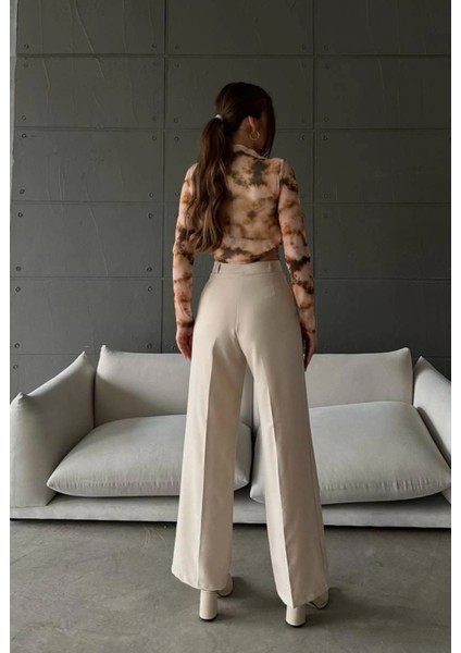 Kadın Yüksek Bel Tek Düğmeli Palazzo fiyatları