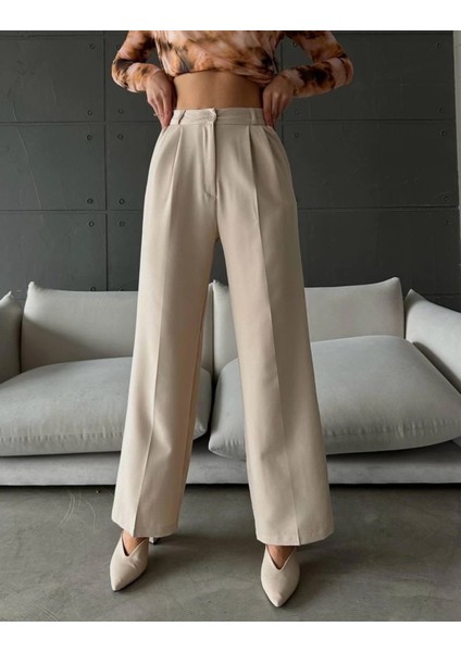 Kadın Yüksek Bel Tek Düğmeli Palazzo modelleri