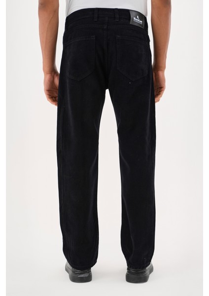 Jeans Erkek Siyah Baggy Kesim Esnek Likralı Gabardin Pantolon