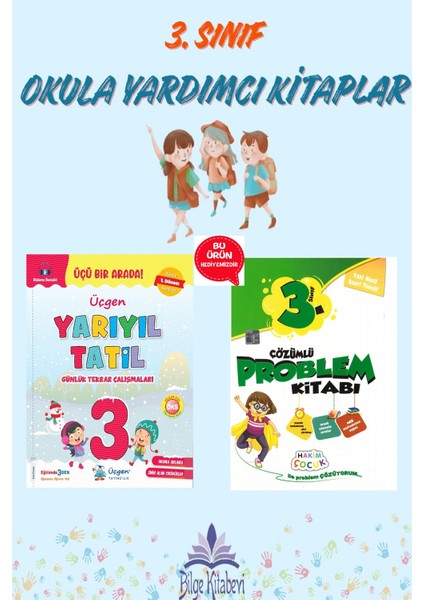 Üçgen 3.sınıf Yarıyıl Tatil Kitabı (1.dönem Konularını Kapsar)- Çözümlü Problem Kitabı Hediyeli