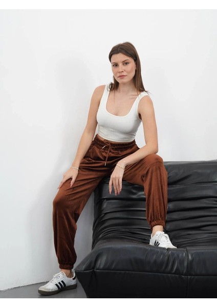 Paça Lastikli Kadife Eşofman Kahve MD34 fiyatları