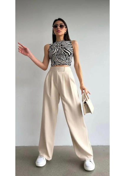 Kadın Yüksek Bel Cırtlı Palazzo Pantolon fiyatları