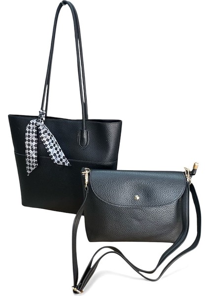 1509 Kadın Büyük Boy Yavrulu Omuz Çantası Siyah