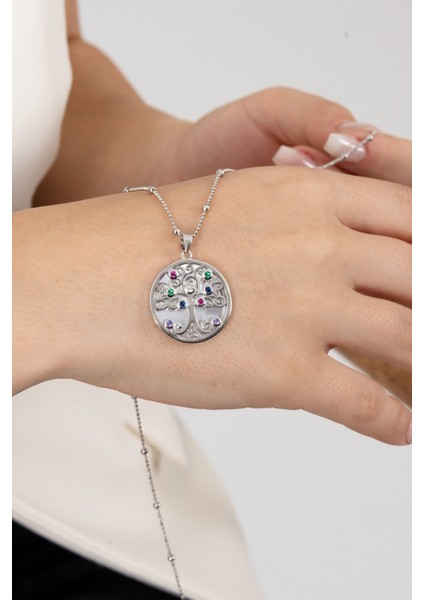 925 Ayar Gümüş Kolye Hepsi Top Top Zincirli Rodyumlu Sedef Taşlı Hayat Ağacı Tasarım Kolye SGTL13141RODAJ fırsatları