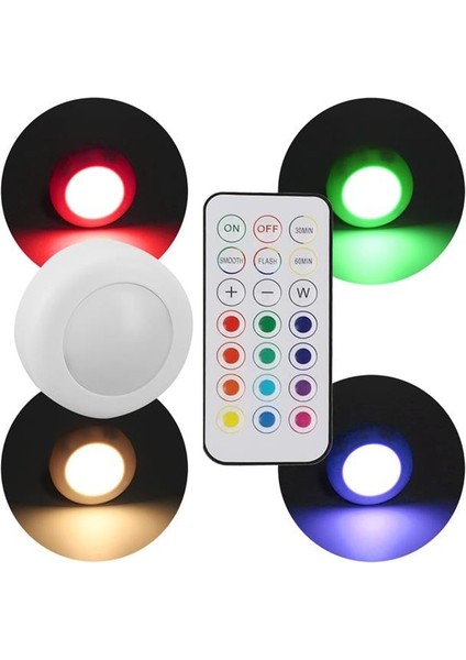 PM-27186 LED Mobilya Merdiven Pilli Aydınlatma Yapışkanlı Kumandalı Rgb + 4000K (8'l