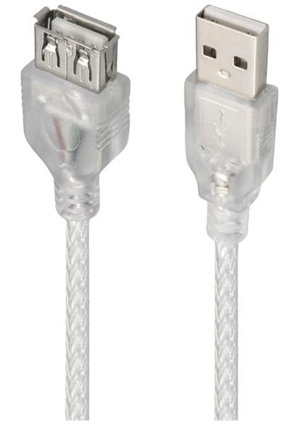 USB Uzatma Kablosu 1.5 Metre Şeffaf