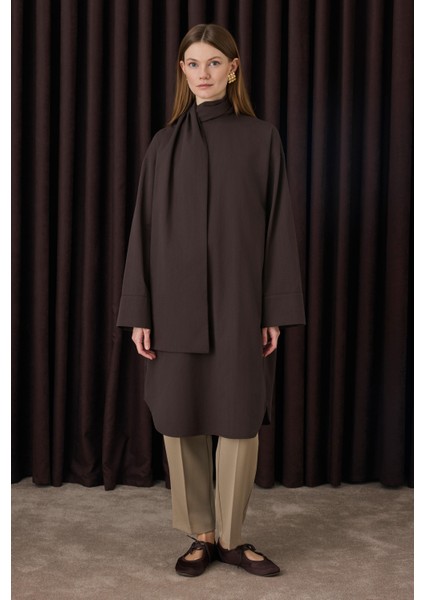 Fular Yaka Gömlek Acı Kahve