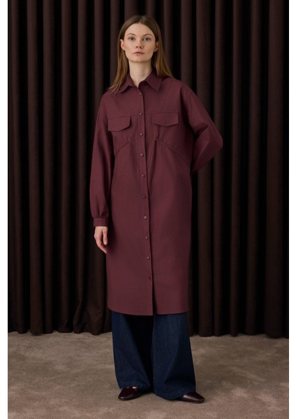 Uzun Büzgü Detaylı Gömlek Bordo fiyatları