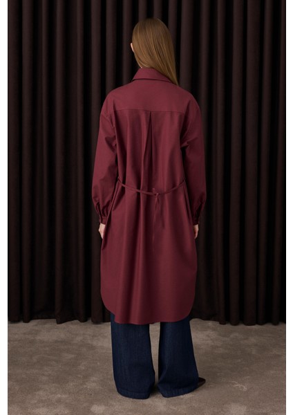 Uzun Büzgü Detaylı Gömlek Bordo indirimleri