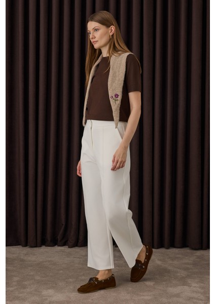 Nervürlü Midi Pantolon Ekru fiyatları
