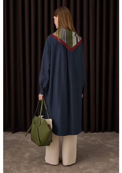 Uzun Büzgü Detaylı Gömlek Koyu Lacivert indirimleri