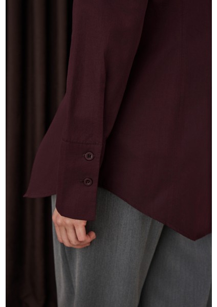 Yırtmaç Detaylı Gömlek Bordo fırsatları