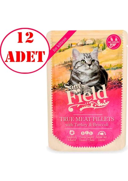 Tahılsız Yavru Kedi Konservesi Hindi ve Brokolili 85 gr 12 Ad