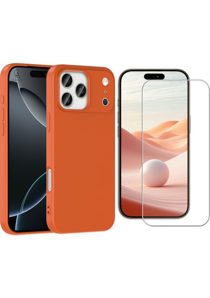 Apple iPhone 17 Pro Max Uyumlu Içi Kadife Lansman Kılıf ve Temperli Cam Ekran Koruyucu