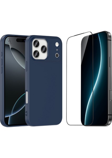 Apple iPhone 17 Pro Max Uyumlu Içi Kadife Lansman Kılıf ve 5d Tam Kaplayan Cam Ekran Koruyucu