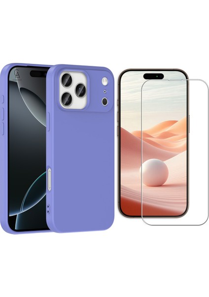 Apple iPhone 17 Pro Max Uyumlu Içi Kadife Lansman Kılıf ve Temperli Cam Ekran Koruyucu