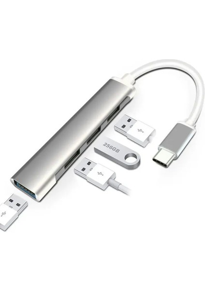 TYPE-C TO USB HUB 4 PORT ÇOKLAYICI MACBOOK İLE UYUMLU ÇOĞALTICI indirimleri
