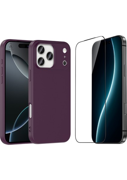 Apple iPhone 17 Pro Max Uyumlu Içi Kadife Lansman Kılıf ve 5d Tam Kaplayan Cam Ekran Koruyucu