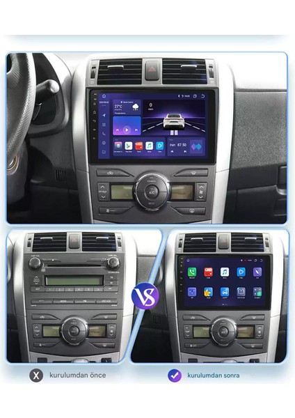 Toyota Corolla 2007-2013 Yıl Uyumlu 9 Inç 2 GB Ram 32 GB Hafıza Multimedya Carplay Navigasyon Kamera fiyatları