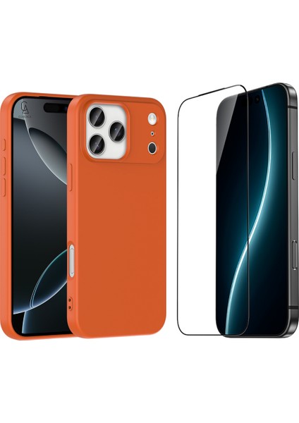 Apple iPhone 17 Pro Max Uyumlu Içi Kadife Lansman Kılıf ve 5d Tam Kaplayan Cam Ekran Koruyucu