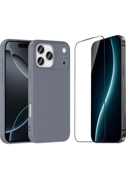 Apple iPhone 17 Pro Max Uyumlu Içi Kadife Lansman Kılıf ve 5d Tam Kaplayan Cam Ekran Koruyucu