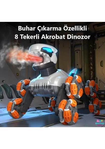 Ağzından Buhar Çıkaran 8 Tekerlekli Full Fonksiyon Şarjlı Akrobat Dinozor Ejderha Oyuncak Araba fırsatları