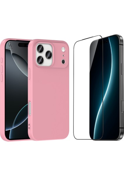 Apple iPhone 17 Pro Max Uyumlu Içi Kadife Lansman Kılıf ve 5d Tam Kaplayan Cam Ekran Koruyucu