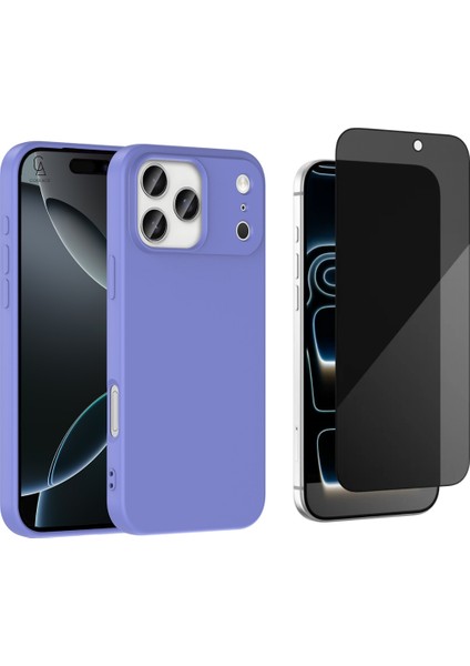 Apple iPhone 17 Pro Max Uyumlu Içi Kadife Lansman Kılıf ve Hayalet Privacy Tam Kaplayan Cam Ekran Koruyucu