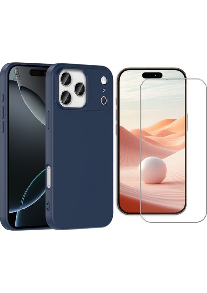 Apple iPhone 17 Pro Max Uyumlu Içi Kadife Lansman Kılıf ve Temperli Cam Ekran Koruyucu