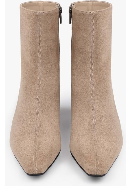 Kadın Lulu Vizon Süet Kısa Topuklu Bot modelleri