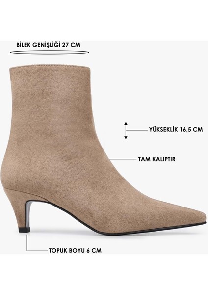 Kadın Lulu Vizon Süet Kısa Topuklu Bot indirimleri