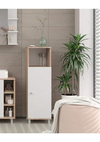 Tek Kapaklı 3 Raflı Çok Amaçlı Banyo Dolabı Mutfak Dolabı Havlu Dolabı